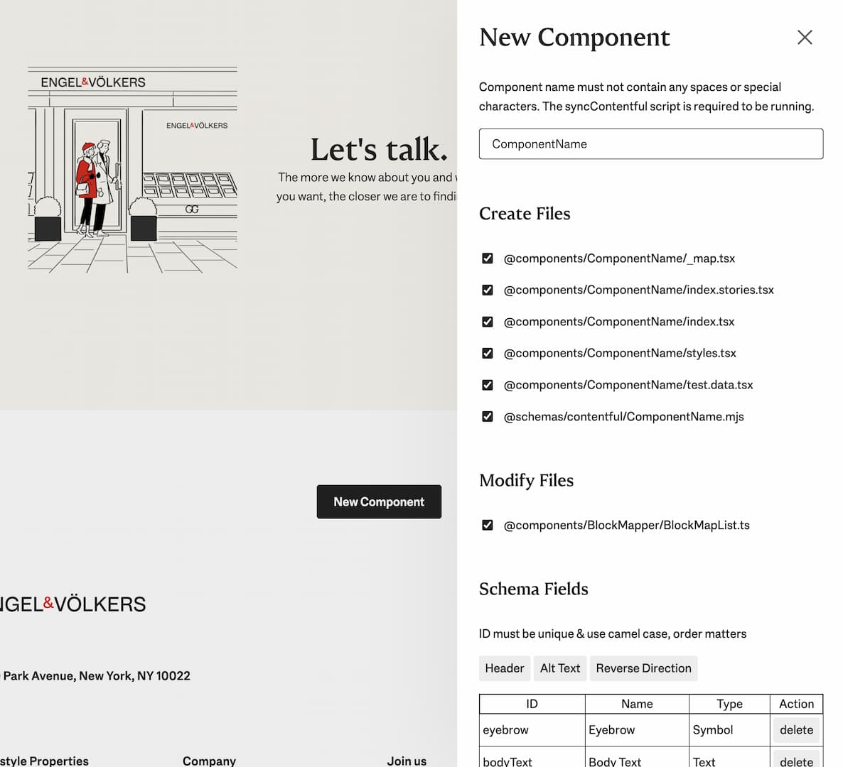 Create component button